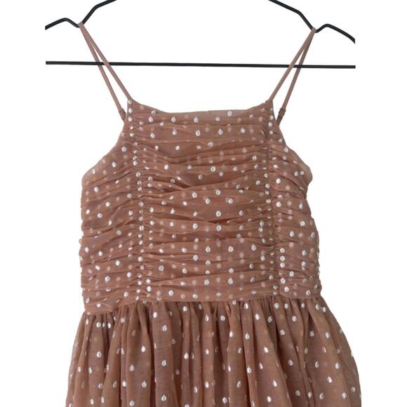 Noralee Girls Sz 10 Whitley Chiffon Embroidered Polkadot Dress in Apricot (1969) - Picture 3 of 6